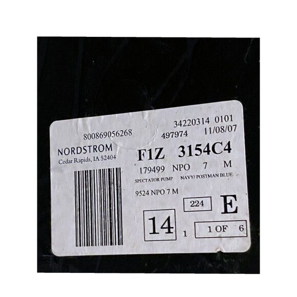 Y2K L.A.M.B. Navy Spectator Pump 7 Stacked Heel Bow Leather Oxford Twee Coquette - Picture 6 of 6